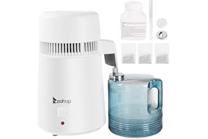 QUAHOM 4L Water Distiller, Countertop Distilled Water Machine w/Container BPA-Free, 750W Water Purifier Machine Stainless Steel Interior, Water Filter Machine Distilling Pure Water Maker for Home Humidifier