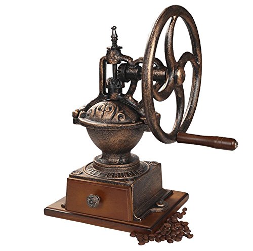 spécification Main-Shake Machine à café Vintage Large Metal Round Fer Engrenage (Peut Broyer 10 personnes)