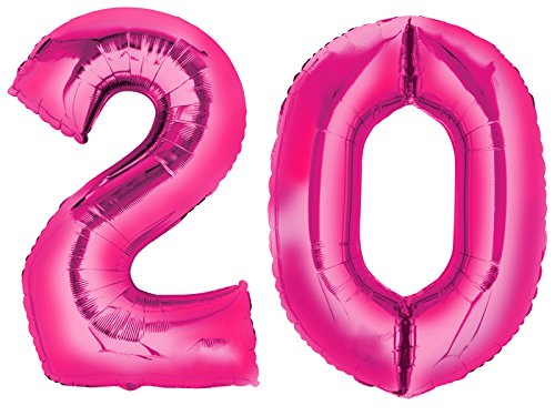 Folienballon Set "Zahl - 20 - Pink" - Figur - 86 cm - partydiscount24®