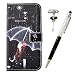 Produktbild Huawei P9 Lite Schutzhülle Leder Hülle, Alfort 3 in 1 Flip Wallet Fashion Design Dual Use Falten Premium PU Leder Tasche Case Cover Flip Mappen Kasten Abdeckung für Huawei P9 Lite 5.2" Smartphone Funktion Unterstützte Telefone mit Regen-Mädchen ( Schwarz ) + Netter Staub Stecker + Kristall Stylus Stift