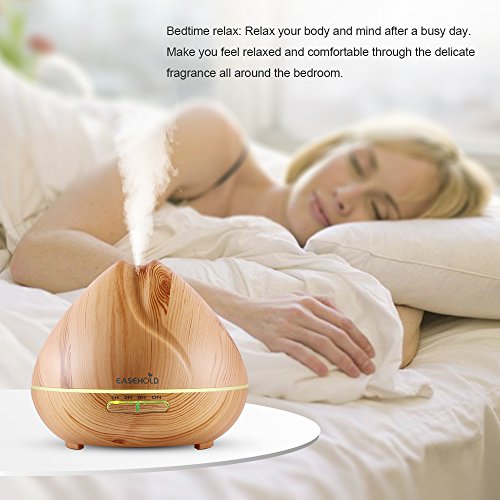 EaseHold Aroma Diffuser 400ML Leise Kalten Nebel Luftbefeuchter Ultraschall Oil Düfte Humidifier Holzmaserung LED mit 7 Farben Elektrisch Duftlampe Humidifier LED Licht für Babies Kinder Haus Yoga Schlafzimmer Wohnzimmer Büro Duftlampe (400ml, Gelb) - 6