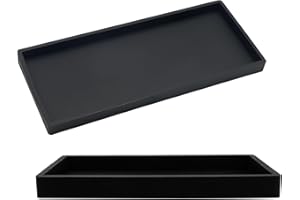 Honatrv 2 Pezzi Vassoio da Bagno, Vassoio Rettangolare Nero,Vassoio Piccolo, Vassoio Portaoggetti, Vassoio in Silicone Per Vanità, Vasca da Bagno, Lavello Della Cucina E Bagno