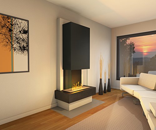 muenkel design Milano Ethanolkamin: Verde Gris (Schiefer grün-grau) – line burner 500 – Haube Schwarzgrau - 2