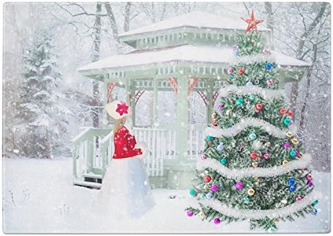 Lone Women with Christmas Tree Tempered Glass Chopping Board (Large)