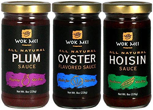 Wok Mei Variety Set of 3 - Oyster, Hoisin and Plum Sauce - 8oz Jars by Wok Mei