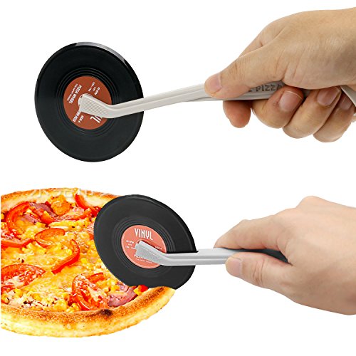 TRIXES Pizza Wheel Vintage Vinyl Schallplatten Pizza Schneider Cutter NEUHEIT cooles Küchen Accessoire - 3