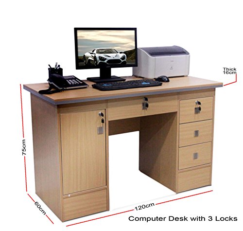 Computer Desk in Beech Clr With 3 Locks For Home Office/Office Furniture 617-110