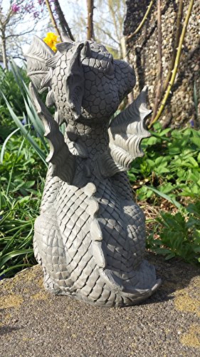 Süsser Gartendrache schaut nach oben Drache Figur Gartenfigur - 3