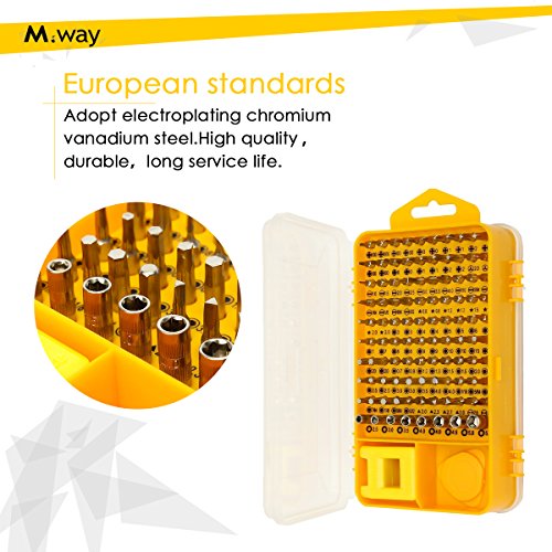 Mini-Schraubendreher-Set, M.Way 108-in-1 Set Präzisions-Werkzeug Schraubenzieher Torx Kreuzschlitz Reparatur-Satz Feinmechanik für PC Notebook Smartphone Handy und andere elektronische Produkte - 5