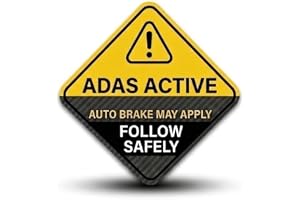 ADAS Active Warning Sticker, Auto Brake May Apply, Follow Safely, Diamond Shape,12 cms big, car Yellow and Black, DIY, Self Adhesive, easy peel and stick, water proof, scratch resistant, UV protection