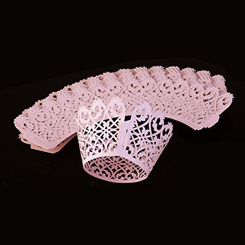 ULTNICE 50 Stück Cupcake Wrappers Fall für Hochzeit Geburtstagsparty (rosa) - 2