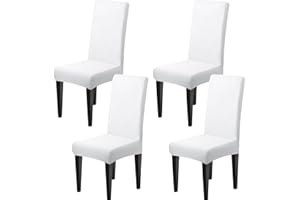 Dioxide Coprisedie con Schienale 6 Pezzi Elastico, Copri Sedia da Cucina Tessuto Confortevole,Universali Coprisedia Elasticizzati, Moderno Fodera Sedia per Soggiorno,Cucina,Casa (Bianco)