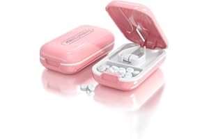 DUBSTAR Small Pill Cutter, Pill Splitter Pill Cutter for Small or Large Pills, Cuts Vitamins Tablets, Portable Pretty Tablet Cutter for Purse Pocket,Pink