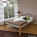 Produktbild Homestyle4u 1254, Metallbett 160 x 200 Mit Lattenrost, Bettgestell Metall, Pfosten Holz Natur