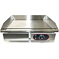 Chef-Hub Commercial Counter Top Electric Stainless Steel Griddle/Flat Hotplate/Barbeque, Griddle/Kitchen Grill/Fried Pans - 3Kw Ideal for Eggs, Bacon, Sausages Etc.