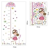 Wallpark Bunt Blumen Vögel Mädchen Halten Regenschirm, Höhe Messlatte Abnehmbare Wandsticker Wandtattoo, Kinder Kids Baby Hause Kinderzimmer DIY Dekorativ Kunst Wandaufkleber - 6