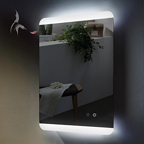 LED Bad Spiegel beleuchtet mit integrierter ANTIBESCHLAG SPIEGELHEIZUNG, Essen 50x70cm, Montage Hoch- und Querformat möglich, Badezimmerspiegel mit Licht oben und unten, Energieklasse A+ - 2