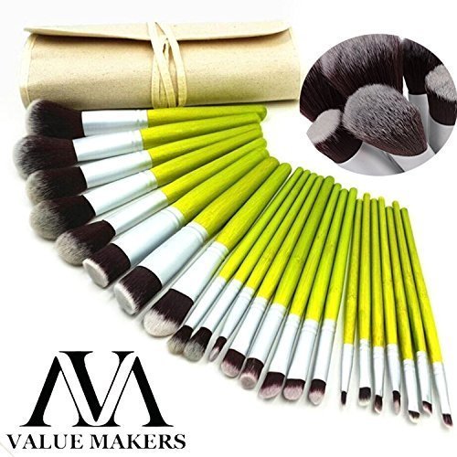 VALUE MAKERS 23pcs Makeup Brush Set - Bamboo Makeup Brushes - Professional Make Up Brushes - Makeup Brushes Kit - Make Up Brush Set - Face Powder, eyeliner, Foundation, Blusher, Concealer, Lip Make Up Brushes + Make Up Brushes Pouch