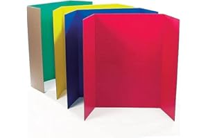 Baker Ross Tri Fold Boards-Pack of 4, Assorted Colours, for Displaying Table Top Projects and Presentations (EK710), 122 x 91 cm