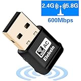 Elekele USB Wifi Dongle, AC 600Mbps Dual Band 2.4G/5.8G Wireless USB Network Adapter with IEEE 802.11 b/g/n/ac for Laptop/Desktop ,Supports Windows XP/Vista/7/8/8.1/10, Linux 2.6 or above, Mac OS X 10.6--10.12(Mini Adapter)