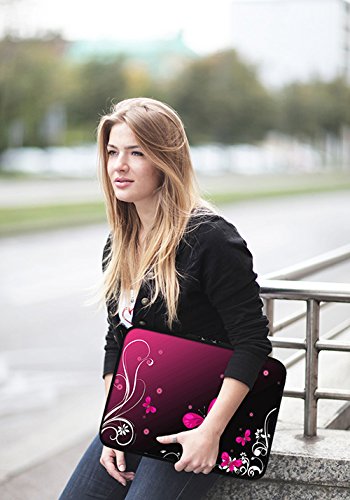 PEDEA Design Schutzhülle Notebook Tasche bis 15,6 Zoll (39,6cm) mit Mauspad und schnurloser Maus, Butterfly - 6
