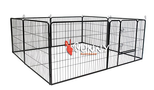 BUNNY BUSINESS Heavy Duty 8 Panel Puppy Play Pen/ Rabbit Enclosure, Large, Gunmetal Grey