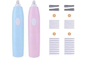 Hillento borradores eléctricos, goma de borrar eléctrica con 32 recargas, con pilas goma de borrar, kit borrador eléctrico para lápices de arte, dibujo, juego de 2, rosa y azul