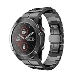 samLIKE Armband | für Garmin Fenix 5X Plus | Edelstahl Band | Klassischer Stile | Ersatzarmband | 200MM x 26MM | 2 Beliebte Farben (⭐️ Schwarz)