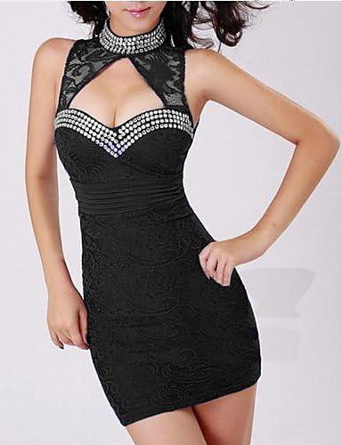 LYQ/ Women's Plus Sizes Halter Sexy Mini Dress , Lace/Spandex Blue/Red/White/Black/Green/Yellow , royal blue-3xl , royal blue-3xl