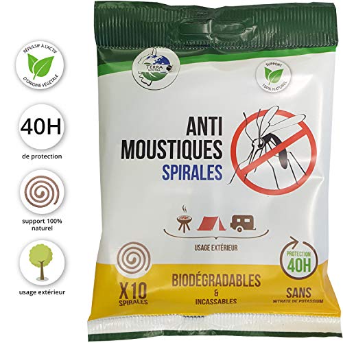 TERRA NOSTRA Spirales Anti-moustiques biodégradables-Sachet x10, Vert