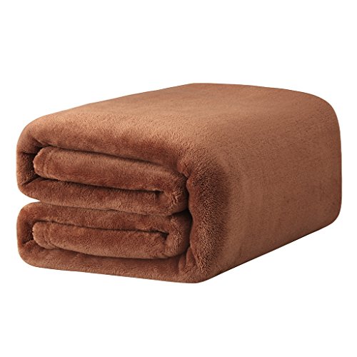 LANGRIA Manta de Sofá y Cama de Microfibra de Poliéster, Suave, Cálida, Resistente a las Arrugas, No pierde Color, para Adultos y Niños, 220x240cm (Marrón)