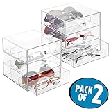 mDesign Juego de 2 guarda gafas con 3 cajones cada uno – Organizador de...