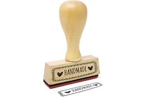 ‎STEMPLINO Stemplino® Textstempel - Handmade - 50mm x 15mm Holzstempel mit Text Bürostempel Firmenstempel Stempel Büro Text Stempel