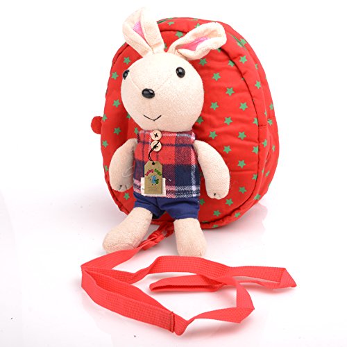 Babyhugs® Kids Walker Saftey Harness Back pack with detachable soft toy Reins - Red Bag with Cute Bunny Rabbit