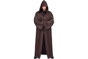 Myir JUN Capa con Capucha de Halloween para Hombre, Disfraz de Caballero para Adulto Carnaval Medieval Traje Ropa Cosplay (XXL, Marrón)