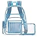 Produktbild FOSTAK Klar Rucksack PVC Transparent Taschen Durchsichtig Schulrucksack Clear Bookbag Reise Backpack Gepäck Beutel Outdoor Organizer Fit 15 Zoll Laptop,Blau