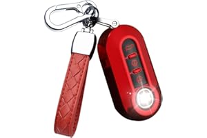 HIBEYO Custodia pieghevole per chiave auto, adatta per Fiat 500, Panda Punto Lancia Ypslon Delta Grande Bravo, custodia protettiva per telecomando a 3 tasti rosso