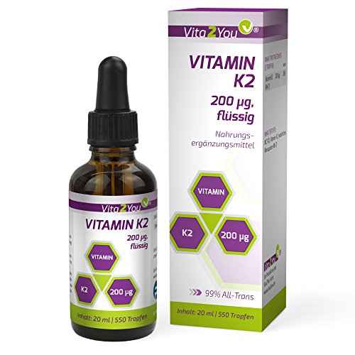 Vitamin K2 Tropfen - 200µg - 20ml - Laborgeprüft - 40µg pro Tropfen - Menaquinon MK-7 natürlichen Ursprungs - All-Trans - MCT-Öl