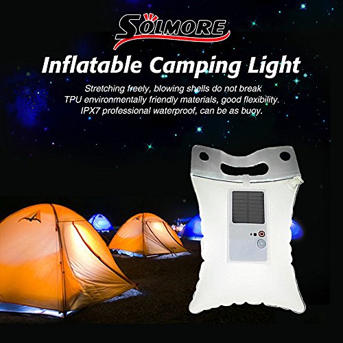 SOLMORE Camping Laterne Campinglampe Aufblasbare Solarlaterne LED Solarbetriebene Zeltlampe Hängelampe Campingleuchte Solarlicht Wasserdichte (IPX7 Wasserdicht +TPU Umweltschutzmaterial) Lampe für Indoor&Outdoor Garten Wandern Reisen - 6