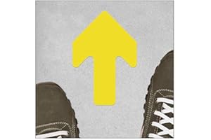 ONK Marquage de sol autocollant – Flèches – Pièces moulées pour zones de travail, surfaces de stockage et chemins de transport (90 x 130 mm/5 pièces/jaune)