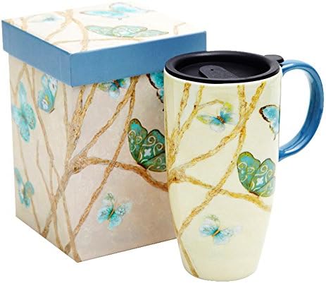 FUJIANAN Mugs with lid gift box hand painted coffee cups ceramic cups office cups