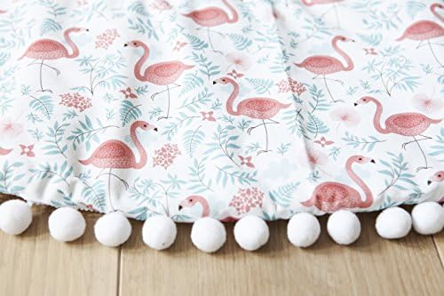 Flamingo pom pom blanket, baby blanket round rug, toddler blanket, baby blankets, baby blanket size L, baby girl blankets, baby boy blankets