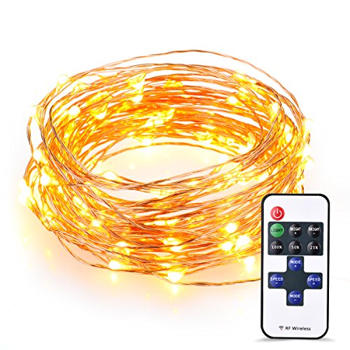 Preisvergleich Produktbild Solarlichterkette, Vtin 100 LEDs, 33ft Warmweiß Lichterkette, IP65 Wasserdicht kupferdraht Licht, mit Fernbedienung Dekolichterkette für Weihnachten / Hochzeit / Party, Weihnachtsbeleuchtung