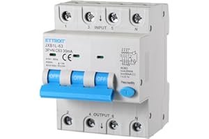 ZOREI Interruttore Magnetotermico Differenziale, 3P+N 4.5kA 30mA 380V, Occupa 4 Moduli DIN, Disponibile 16A 25A 40A 63A (3P+N 63A)