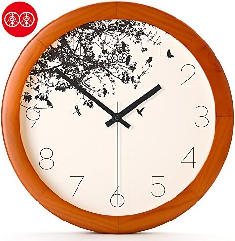 DIDADI Wall Clock Art wall clock-table bird silhouettes living room creative quartz clock mute clock personalized watches, 12", wooden box