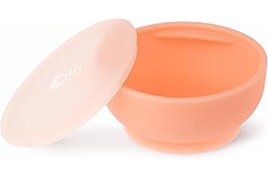 Olababy 100% silikonowa miska ssąca z pokrywką do niezależnego karmienia, pojemnik na żywność dla niemowląt, niezbędnik do samodzielnego karmienia, dla małych dzieci i dzieci, karmnik na przekąski LED