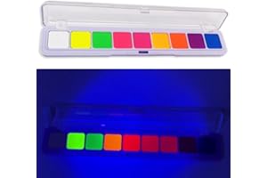 KARLOR Paleta neonowych cieni do powiek UV, 9 fluorescencyjnych farb do twarzy, do makijażu neonowego, oczu, graficznych eyelinerów, malowania ciała, rozświetla się w czarnym świetle