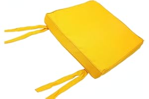iStyle Mode Waterproof (Set of 4) Chair Cushion Seat Pads Removable Cover Tie On Garden Outdoor Patio - (Pack Of 4) (50x44cm, Yellow)