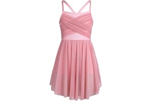 IEFIEL Tutu Robe Ballet Enfant Fille Robe Latin Danse Gymnastique Léotard à Paillettes Bretelles Justaucorps Ballet Gym Danse Jupe Fille 4-16 Ans