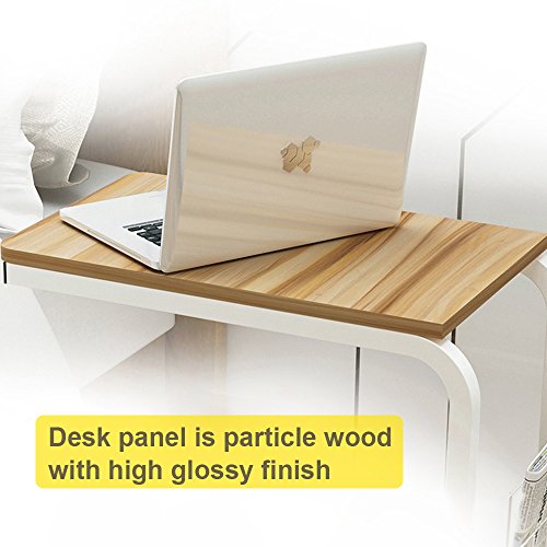 Soges Beistell-Tisch 51 x 30 x 56 cm Laptoptisch Notebookständer mit Rollen zum Bremsen für Notebook, Teak Eiche Farbe - 3